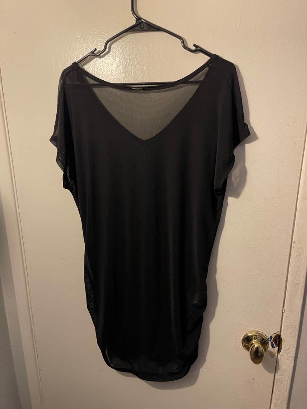 Anne Cole Black Sheer Overlay Top with Gold Accent